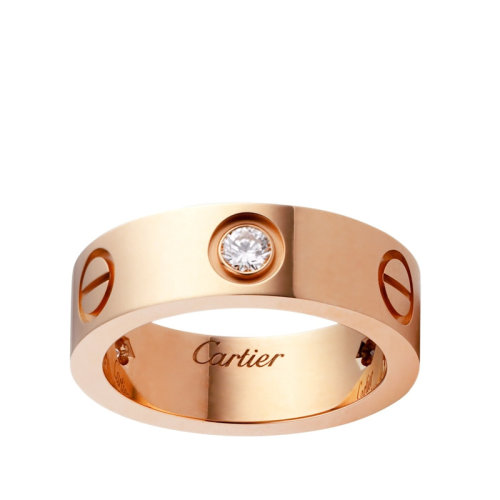 CARTIER/卡地亞 經(jīng)典款LOVE 18K金玫瑰金鉆石戒指 鑲嵌3顆鉆石 B4087500