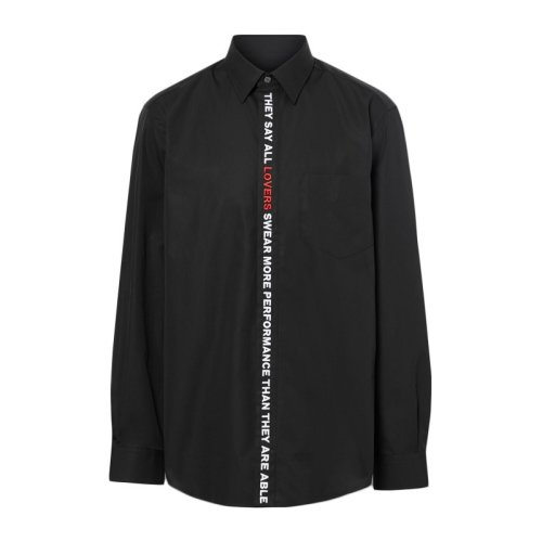  BURBERRY/博柏利 男士黑色棉質(zhì)長袖襯衫 8017355