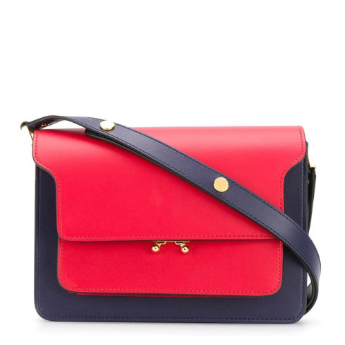 MARNI/瑪尼 TRUNK系列女士拼色小牛皮時尚簡約單肩包斜挎包女包 SBMPN09U18-LV589-Z237N