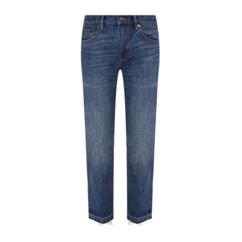 Burberry/博柏利 男裝 服裝 Lucas同款 藍(lán)色棉質(zhì)修身直筒長(zhǎng)褲 男士牛仔褲褲裝