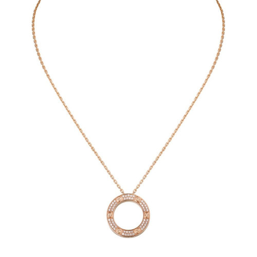 CARTIER/卡地亞 LOVE 18K金玫瑰金鉆石項(xiàng)鏈 鋪鑲鉆石  B7224527