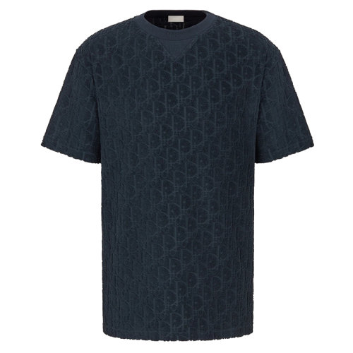 DIOR/迪奧 男士海軍藍(lán)色棉質(zhì)提花T恤113J692A0614_C540