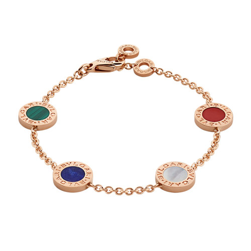 BVLGARI/寶格麗 BVLGARI BVLGARI系列 18K金玫瑰金鑲有紅玉青金石孔雀石和珍珠母元素手鏈 352837