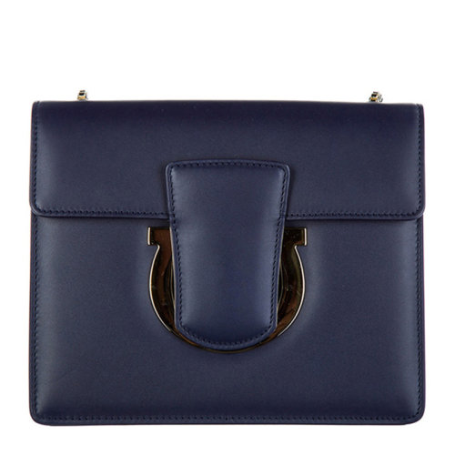 Salvatore Ferragamo/菲拉格慕 女士深藍色皮質(zhì)斜挎包 21-F893-670993