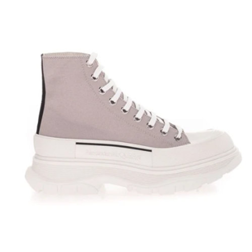 Alexander McQueen/亞歷山大麥昆  男士男鞋粉灰色織物時尚簡約高幫裸靴短靴      604254W4MV21331  GMH0012BC