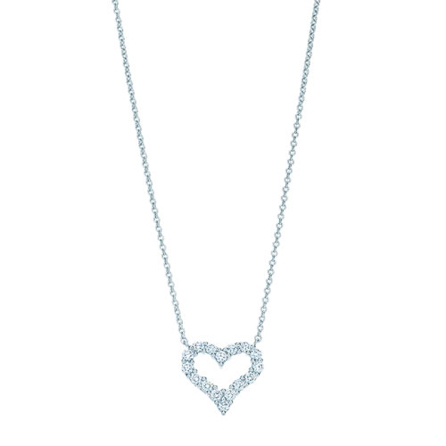 Tiffany & Co./蒂芙尼 22春夏新款Hearts系列 迷你款鉑金950鑲鉆心形項(xiàng)鏈GRP11468