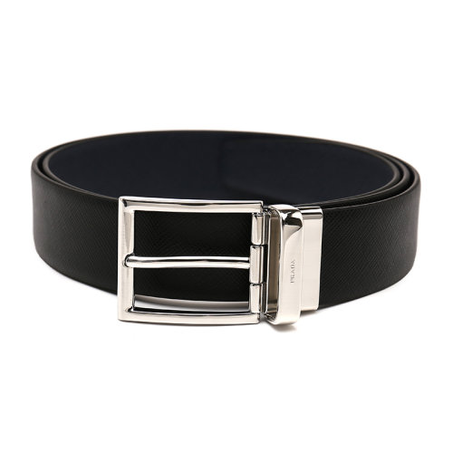 PRADA/普拉達百搭商務(wù)雙面用針扣式牛皮革腰帶男士皮帶2CC004053F