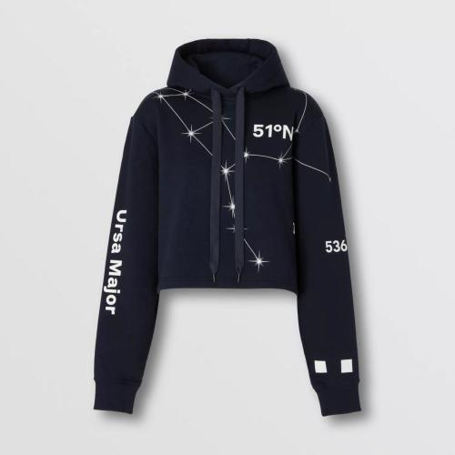  BURBERRY 22年秋冬 女士 星座印花棉質(zhì)短款連帽衫 80613201