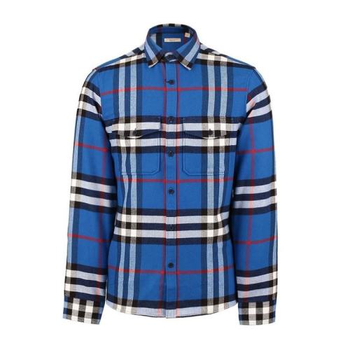  BURBERRY/博柏利 藍白色純棉格子長袖襯衫 男士 39421611 PLFSX
