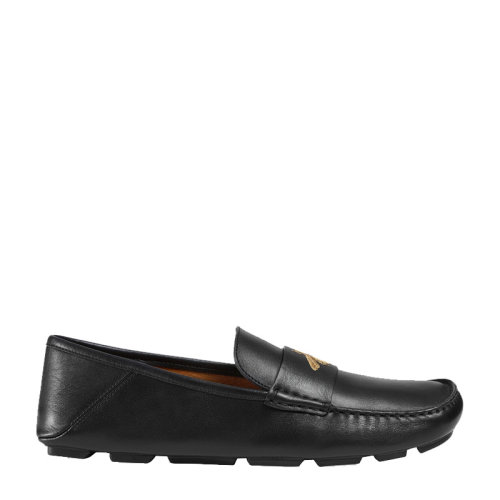 GUCCI/古馳 男士黑色牛皮蜜蜂刺繡駕車鞋一腳蹬休閑鞋皮鞋 473769-DTM20-1000