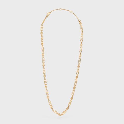  CELINE賽琳思琳 22年秋冬 女士 項(xiàng)鏈 CELINE多標(biāo)識(shí)金色飾面黃銅項(xiàng)鏈 46Z806BRA.35OR