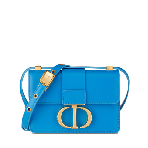 DIOR/迪奧 22春夏新款30 MONTAIGNE系列 女士超迷你湖藍(lán)色光面牛皮革斜挎單肩蒙田盒子包S2110UMOS_M259