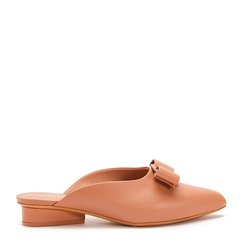 Salvatore Ferragamo/菲拉格慕 粉色 女士VIVA蝴蝶結(jié)飾穆勒平底拖鞋 733661-01R315