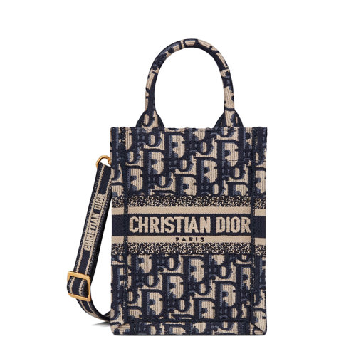 DIOR/迪奧 22新款BOOK TOTE系列 男女同款迷你藍色老花刺繡單肩斜挎手提包手機袋S5555CRIW_M928