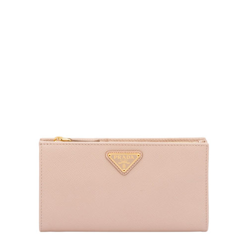 PRADA/普拉達 22春夏新款 女士皮粉色皮革三角金標大容量錢包1ML009_QHH_F0236