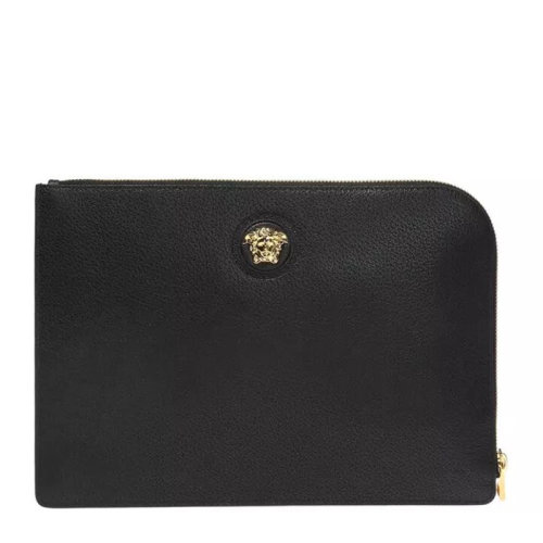 VERSACE/范思哲 男士黑色皮革金色美杜莎頭像手拿包錢包男包 DL26137-DGOVV-D41OH