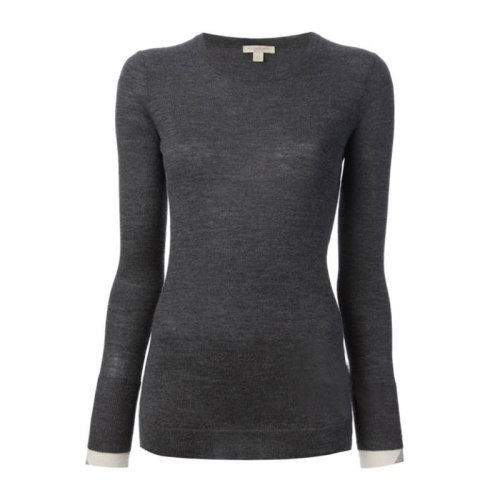 BURBERRY/博柏利 女裝 服飾休閑百搭 深灰色 羊絨圓領(lǐng)修身簡約套頭衫 女針織衫毛衣 3891236