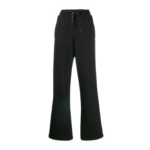 FENDI/芬迪  女裝 服飾 黑色棉質混紡時尚側面LOGO標識長褲直筒褲 女士休閑褲