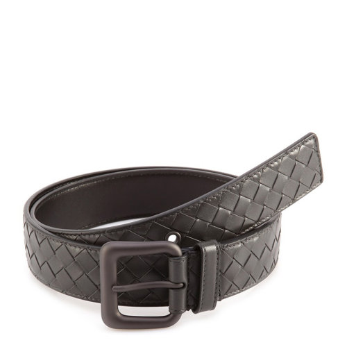Bottega Veneta/葆蝶家 BV 男士深灰色牛皮編織商務休閑針扣式腰帶皮帶 271932-V4650-2015