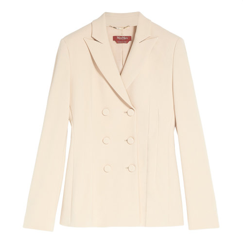 MaxMara/麥絲瑪拉 22年早春新款 DANZICA系列 女士粉白色彈力粘膠混紡卡迪面料西裝外套夾克6041022406001