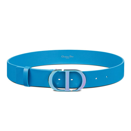 DIOR/迪奧 22年春夏新款 30 Montaigne系列 女士亮藍色光滑小牛皮腰帶35毫米B00774WPE_M05Z