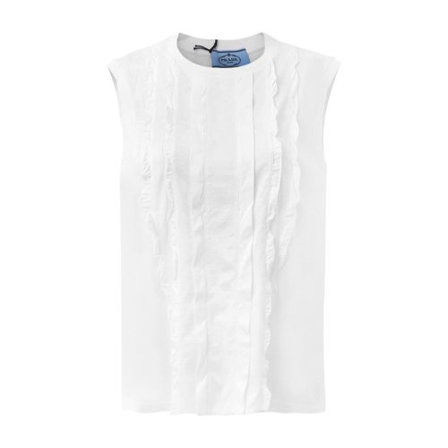 PRADA/普拉達(dá) 女士短袖T恤 純棉圓領(lǐng)純色女士背心