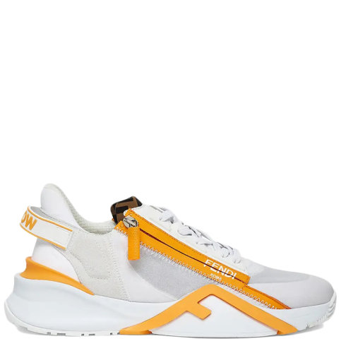 FENDI/芬迪 21年春夏新款 男士白色混紡技術(shù)面料和絨面革Fendi Flow字母低幫運(yùn)動(dòng)鞋7E1392AF5RF0UP4