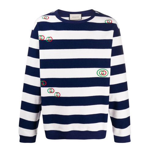 GUCCI/古馳  男裝 服裝 男士棉質(zhì)條紋圓領(lǐng)休閑百搭長(zhǎng)袖 男士衛(wèi)衣