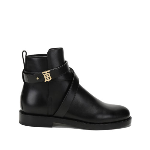 BURBERRY/博柏利 女款牛皮革TB標(biāo)識(shí)搭扣靴子短靴及踝靴 80423701