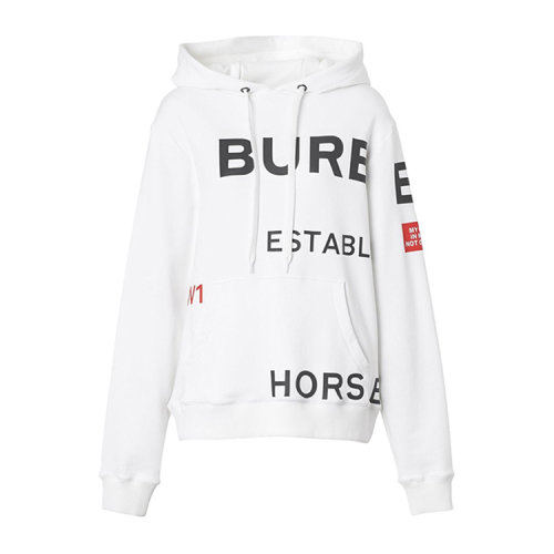 BURBERRY/博柏利 女士白色棉質(zhì)衛(wèi)衣 8017166WHIT (批次不同手臂印花不同) (批次不同新舊版標(biāo)簽除機發(fā)放)