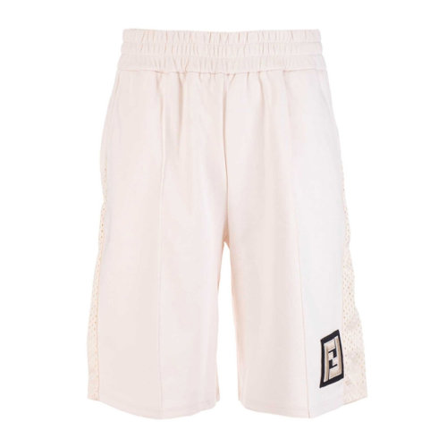 FENDI 芬迪 男士 服裝  黑色側(cè)邊網(wǎng)面雙FLOGO休閑短褲 男士短褲