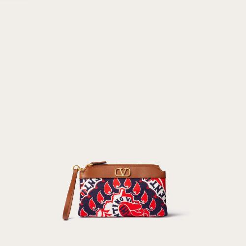  VALENTINO華倫天奴 22年秋冬 女士 錢包 POCHETTE VLOGO SIGNATURE EN TOILE A_VEC IMPRIMé A