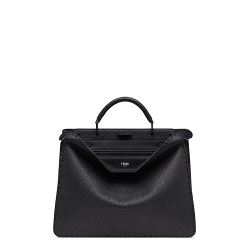 FENDI/芬迪 22春夏新款Peekaboo ISeeU系列 男士中號黑色小牛皮可拆卸雙F老花內(nèi)袋手工縫制托特包手提包單肩包7VA529AHTUF0QA1