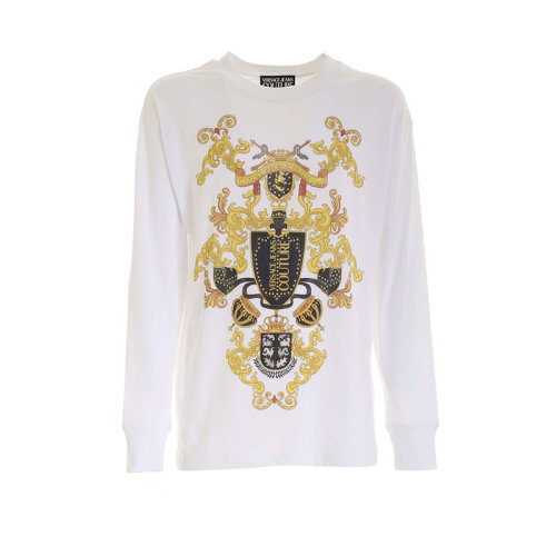 VERSACE JEANS/范思哲牛仔 男裝 時尚簡約 男士白色棉質(zhì)長袖T恤 B3GZB7KC30327 K41