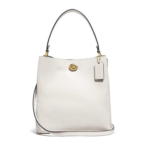 【情人節(jié)禮物】COACH/蔻馳 專柜同款 女士白色拋光鵝卵石紋牛皮革徽標(biāo)壓花時(shí)尚Charlie水桶包手提包單肩包斜挎包旅行包女包55200GDHA
