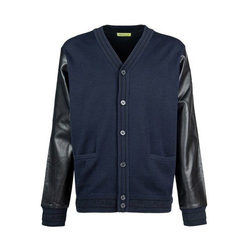  VERSACE JEANS COUTURE 男士深藍(lán)色羊毛針織衫/毛衣 B5GMA805 6647 Y1N PLFSX