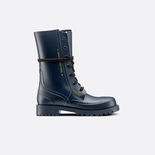  DIOR迪奧 22年秋冬 女士 短靴 及踝靴-深藍(lán)色橡膠和氯丁橡膠-oblique-印花 KCI671RON_S56B 預(yù)定商品1-3周發(fā)貨