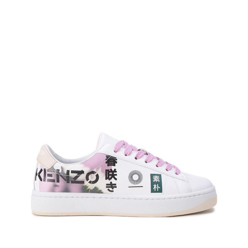 KENZO/高田賢三 【22春夏新款】女士皮革Kourt低幫系帶休閑運動鞋板鞋小白鞋 2SN170 L71