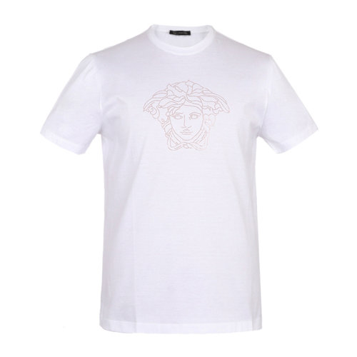 VERSACE/范思哲 白色男士棉質(zhì)經(jīng)典美杜莎頭像裝飾圓領(lǐng)上衣短袖T恤 A77532-A201952-A93A