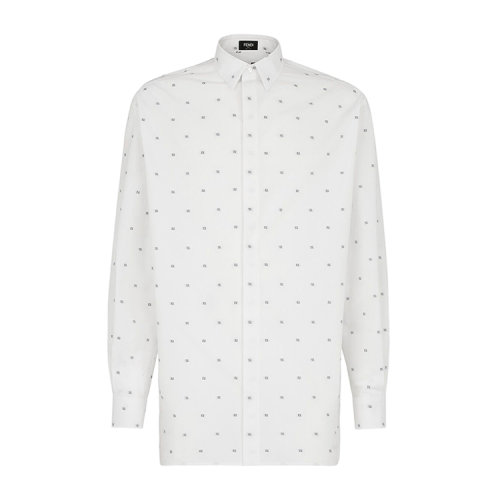 FENDI/芬迪襯衫 白色棉質(zhì)和桑蠶絲襯衫男士長袖襯衫FS0876AITH