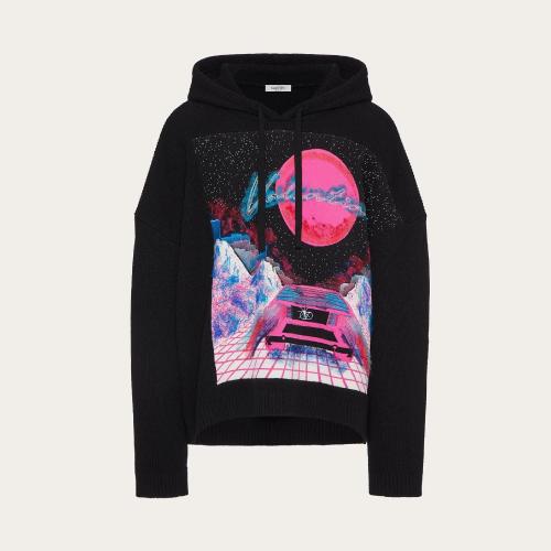  VALENTINO華倫天奴 22年秋冬 男士 針織衫 SWEAT-SHIRT EN LAINE BRODé VIRTUAL RUNNER XV3KC