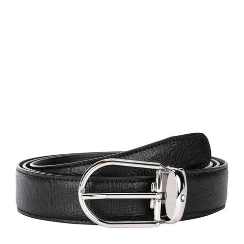 MontBlanc/萬(wàn)寶龍 男士經(jīng)典時(shí)尚商務(wù)休閑黑色針扣式牛皮腰帶皮帶 118430