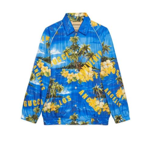  GUCCI古馳 22年秋冬 男士 飾印花尼龍夾克 694137 ZAJI0 4216