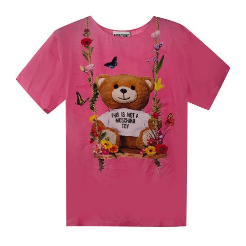 MOSCHINO/莫斯奇諾玫紅色女士短袖連衣裙DV043004581206