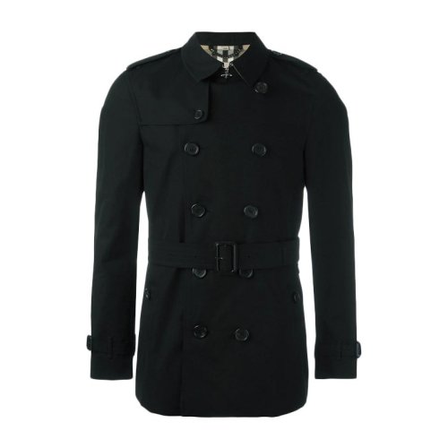 BURBERRY/博柏利  男裝 服裝 男士黑色棉質(zhì)經(jīng)典雙排扣短款風(fēng)衣外套 男士風(fēng)衣