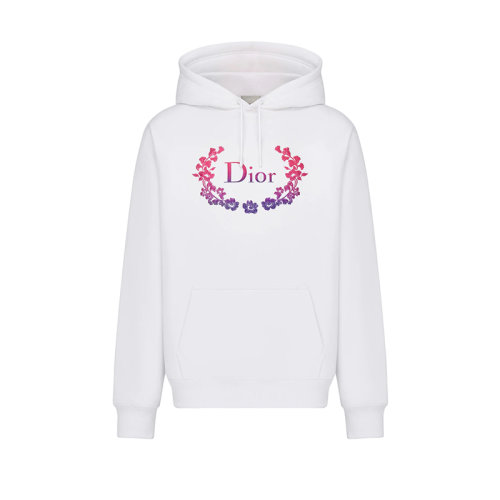 DIOR/迪奧 22年秋冬新款 滑雪限定系列 男士白色純棉起絨面料Crown漸變標(biāo)志連帽衛(wèi)衣313J691A0531_C089