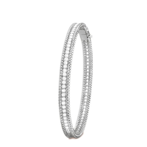 Van Cleef & Arpels/梵克雅寶 Perlée diamants系列 18K金白金鑲嵌單排鉆石手鐲VCARP27J00