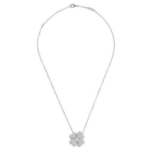 Van Cleef & Arpels/梵克雅寶 經(jīng)典Cosmos系列 18k金白金鑲嵌鉆石滿鉆四葉草中號(hào)吊墜胸針VCARO64900