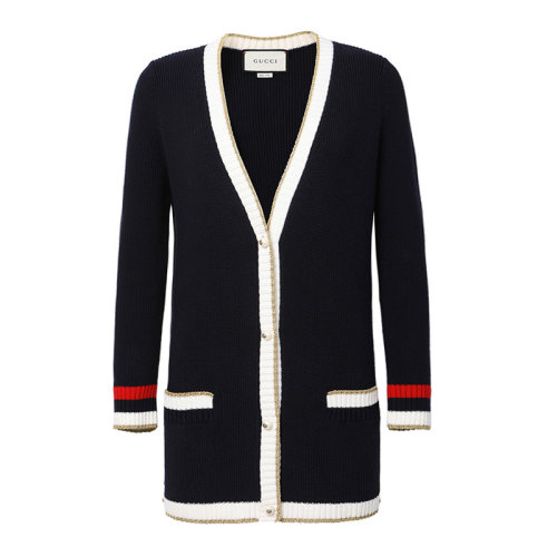  GUCCI/古馳  女士羊毛混棉刺繡針織開衫