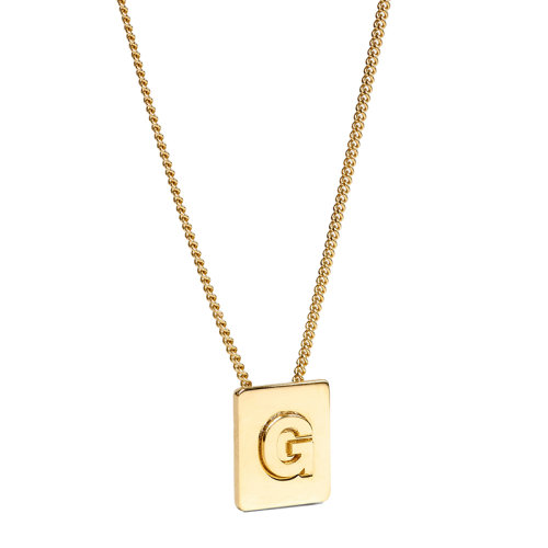 CELINE/賽琳 經(jīng)典款ALPHABET系列 男女同款金色飾面黃銅字母G墜飾項鏈46N0G6BRA.35OR